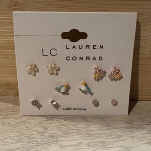 LC Lauren Conrad Multicolor Studs Cubic Zirconia 5 pair Earrings Set